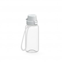 Trinkflasche School klar-transparent inkl. Strap 0,4 l - transparent/weiß
