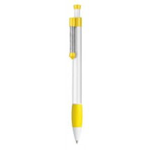 Kugelschreiber SOFT-SPRING - weiss/zitronen-gelb
