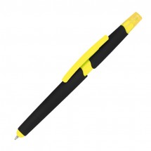 Kugelschreiber aus Plastik mit Textmarker und Touchfunktion - gelb