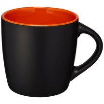 Riviera Keramik Tasse - schwarz,orange