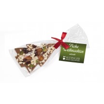 Schoko Christmas Tree | 30 g | Rote Schleife | Vollmilchschokolade (Topping Nüsse) | 4c Euroskala
