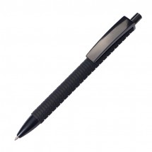 Kugelschreiber Kunststoff mit Reifen Muster - schwarz