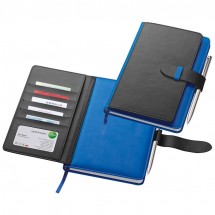 Notizbuch mit Visitenkartenmappe - blau