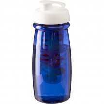 H2O Pulse® 600 ml Sportflasche mit Klappdeckel und Infusor - transparent blau/weiss