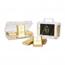 Geschenkartikel: Sie sind Gold wert - Goldkoffer mit 12 Goldbarren, Edelvollmilch-Schokolade (120 g)