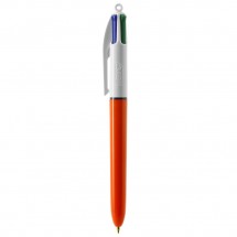 BIC® 4 Colours Fine Kugelschreiber + Lanyard, weiß/orange