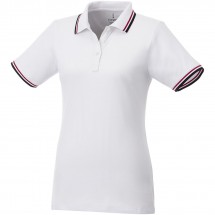 Fairfield Poloshirt mit weißem Rand für Damen - weiss/navy/rot