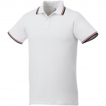 Fairfield Poloshirt mit weißem Rand für Herren - weiss/navy/rot