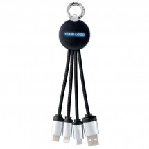 3 in 1 Ladekabel mit Beleuchtung REFLECTS-PUHALANI BLACK BLUE