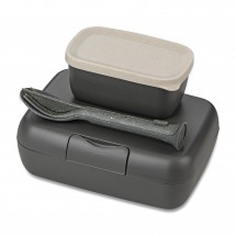 CANDY READY Lunchbox-Set + Besteck-Set nature ash grey