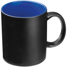 Tasse aussen schwarz, innen farbig - blau