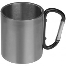 Tasse aus Metall mit Karabinerhaken - schwarz