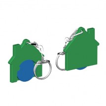 Chiphalter mit 1 Euro-Chip Haus m. Gliederkette - blau/grün