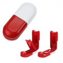 Pillendose Tablettenform - weiß/rot