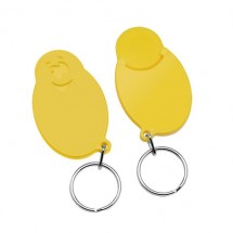 Chiphalter mit 1 Euro-Chip Smiley m. Schlüsselring - gelb/gelb