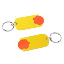 Chiphalter mit 1 Euro-Chip mit Schlüsselring - orange/gelb