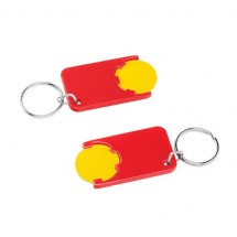 Chiphalter mit 1 Euro-Chip mit Schlüsselring - gelb/rot