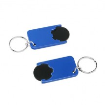Chiphalter mit 1 Euro-Chip mit Schlüsselring - schwarz/blau