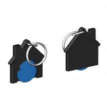 Chiphalter mit 1 Euro-Chip Haus m. Schlüsselring - blau/schwarz