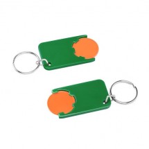 Chiphalter mit 1 Euro-Chip mit Schlüsselring - orange/grün