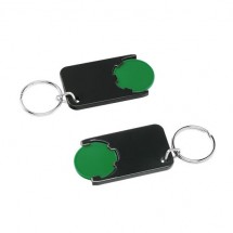Chiphalter mit 1 Euro-Chip mit Schlüsselring - grün/schwarz