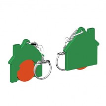 Chiphalter mit 1 Euro-Chip Haus m. Gliederkette - orange/grün