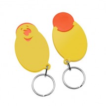 Chiphalter mit 1 Euro-Chip Smiley m. Schlüsselring - orange/gelb