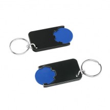 Chiphalter mit 1 Euro-Chip mit Schlüsselring - blau/schwarz