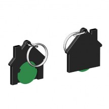 Chiphalter mit 1 Euro-Chip Haus m. Schlüsselring - grün/schwarz