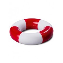 PVC Schwimmring, gestreift - weiß/rot