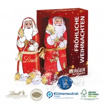 Premium-Präsent mit Lindt Weihnachtsmann, Klimaneutral, FSC®