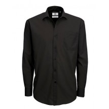 Poplin Shirt Smart Long Sleeve / Men - Black