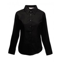 Lady-Fit Long Sleeve Oxford Blouse - Black