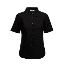 Lady-Fit Short Sleeve Oxford Blouse - Black
