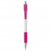 White Striped Grip Kugelschreiber pink