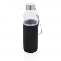 Glasflasche mit Neopren-Sleeve, schwarz