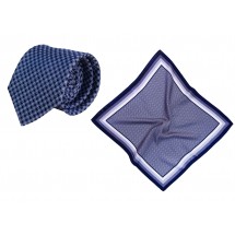 Set (Krawatte, Reine Seide + Nickituch, Reine Seide Twill, ca. 53x53 cm) - blau
