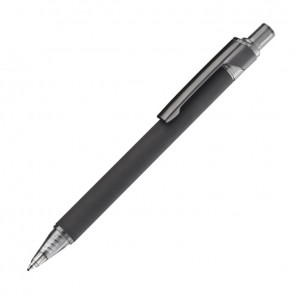 Gummierter Kugelschreiber mit schwarzem Clip