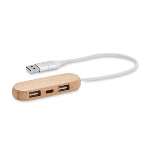 VINA C 3 Port 2.0 USB Hub, Wood