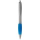 Nash Kugelschreiber silber mit farbigem Griff - silber/türkisblau
