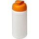 Baseline® Plus 500 ml Sportflasche mit Klappdeckel - weiss/orange