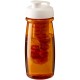 H2O Pulse® 600 ml Sportflasche mit Klappdeckel und Infusor - transparent orange/weiss