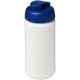 Baseline® Plus 500 ml Sportflasche mit Klappdeckel - weiss/blau