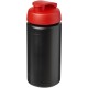 Baseline® Plus grip 500 ml Sportflasche mit Klappdeckel - schwarz/rot