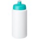 Baseline® Plus grip 500 ml Sportflasche mit Sportdeckel- weiss/aquablau