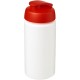 Baseline® Plus grip 500 ml Sportflasche mit Klappdeckel - weiss/rot