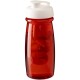 H2O Pulse® 600 ml Sportflasche mit Klappdeckel und Infusor - transparent rot/weiss