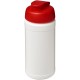 Baseline® Plus 500 ml Sportflasche mit Klappdeckel - weiss/rot