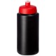 Baseline® Plus grip 500 ml Sportflasche mit Sportdeckel- schwarz/rot