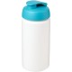 Baseline® Plus grip 500 ml Sportflasche mit Klappdeckel - weiss/türkis